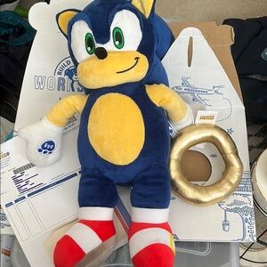 Sonic the Hedgehog Build A Bear Plush W/Box Online Exclusive Gold Ring Paperwork
